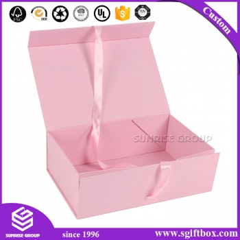 Hot Sale Custom Pink Cardboard Megnetic Folding Box