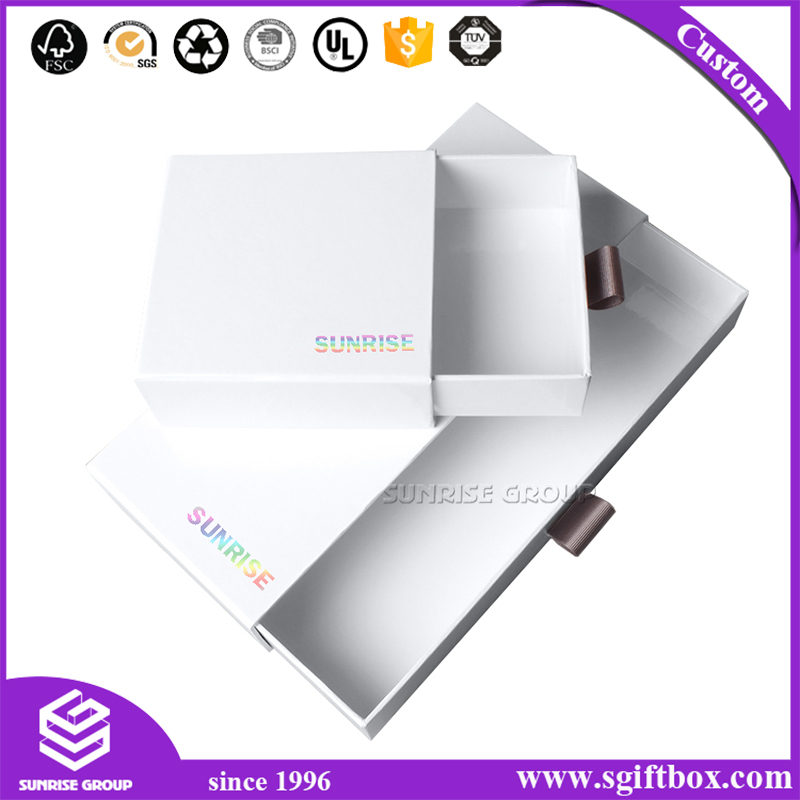 Luxury Clear Paper Pure White Packaging Gift Box with custom logo