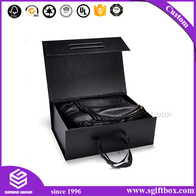 Recyclable Custom Handmade Paper Black Folding Gift box