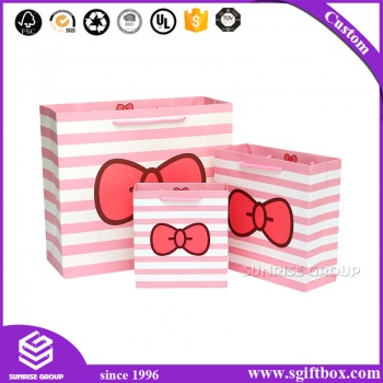Pink Printing Custom Paper Bag For Shopping Packaging Bag