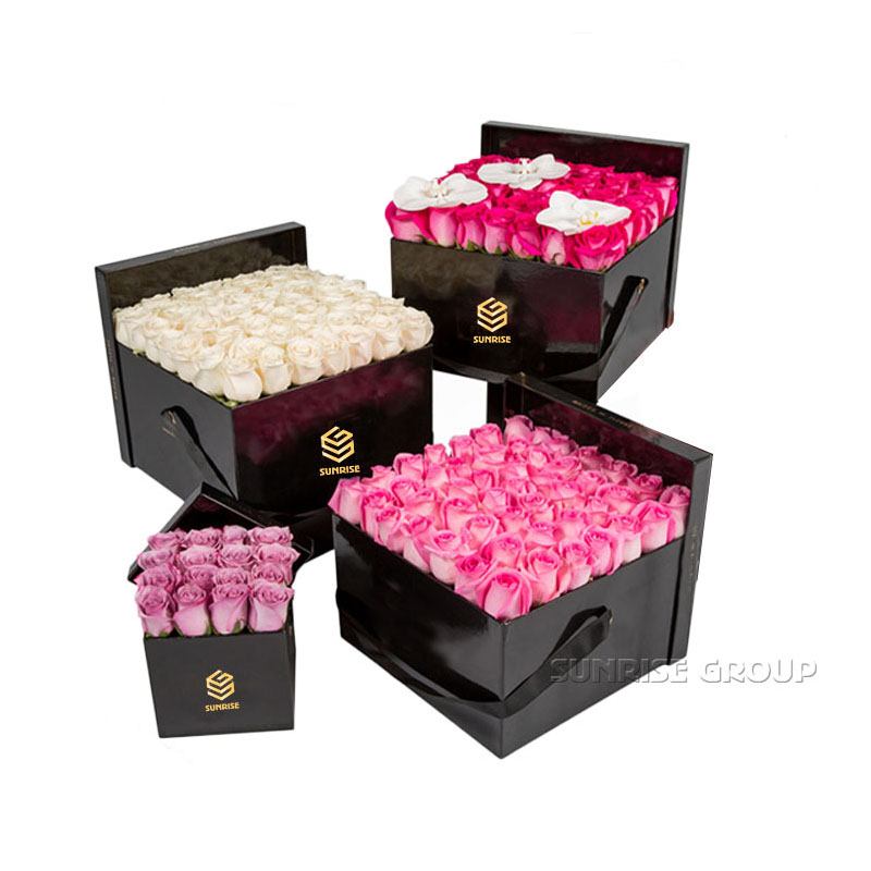   High-end Black Paper Packaging Rose Flower Square Box