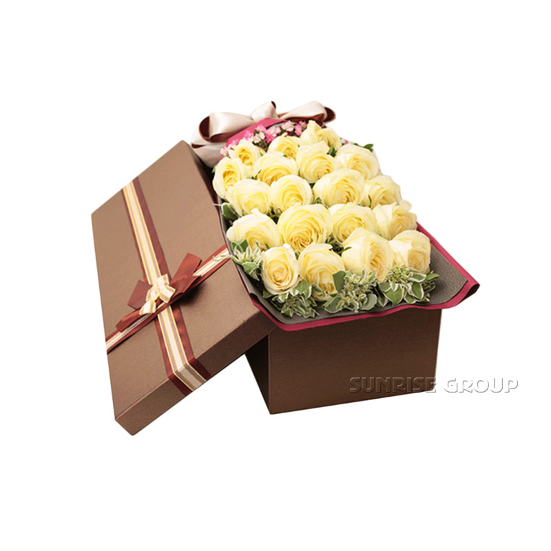 Brown Color Paper Flower Packaging Rectangle Box