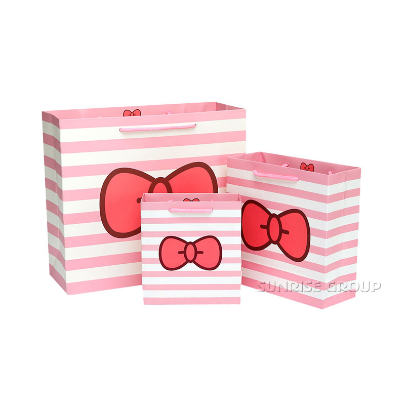 Pink Printing Custom Paper Bag For Shopping Packaging Bag