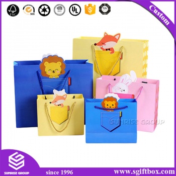 Cute Cartoon Paper Bag for Packaging Baby Clothing Handbag